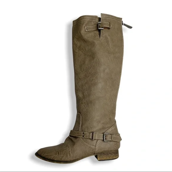 Breckelle’s Outlaw Taupe Knee High Western Boots Faux Leather Zippered Size 8 - Picture 10 of 10